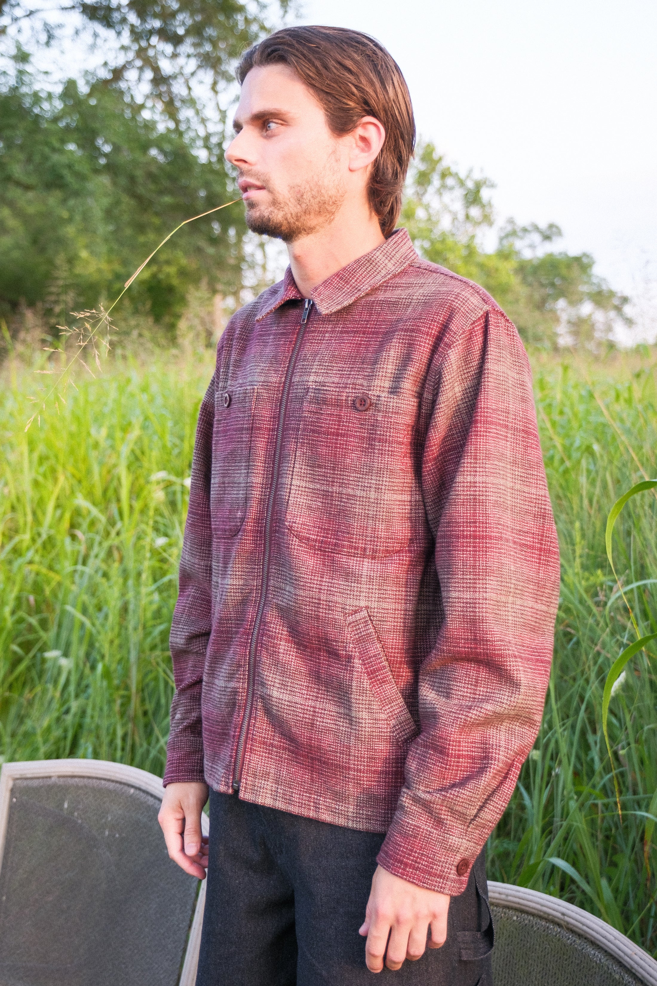 Grain Full Zip Shirt Jacket [Oxblood] - Image 3